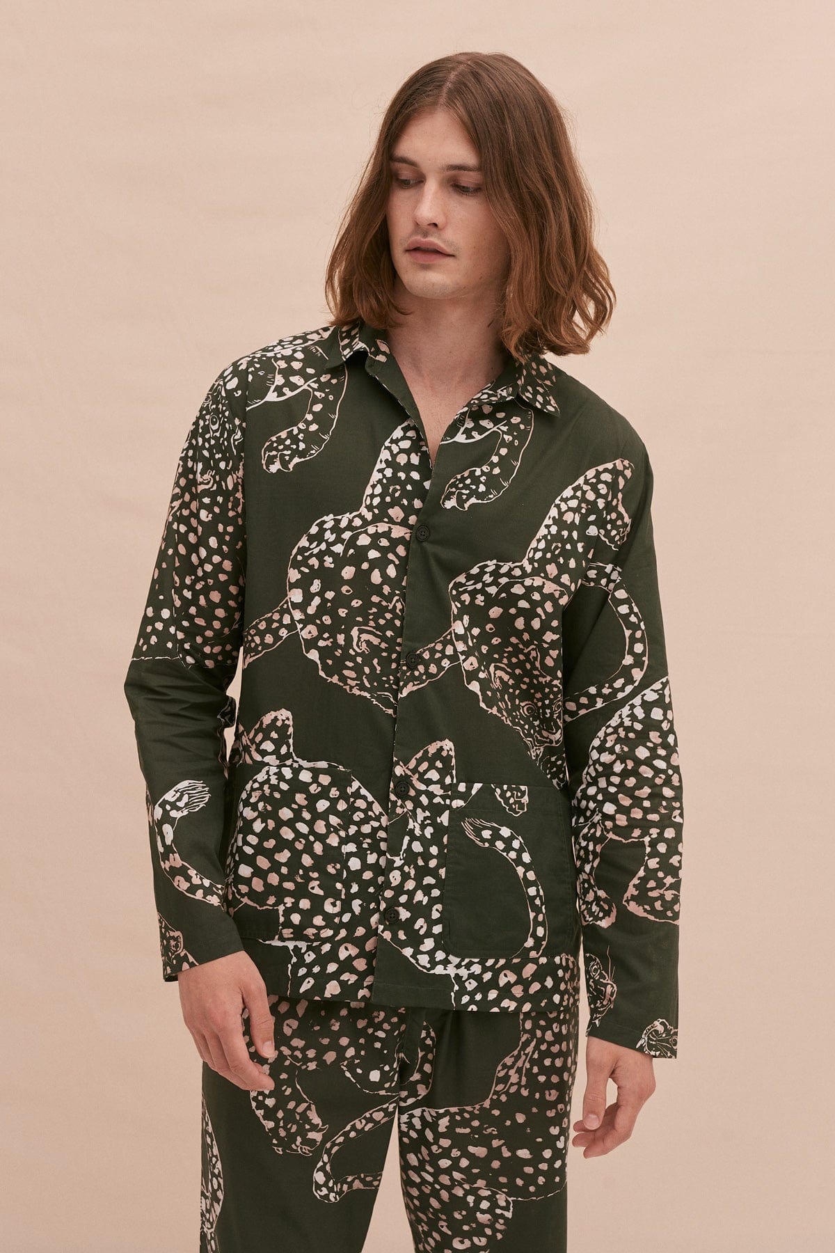 Men’s Pocket Pyjama Set The Jag Print Green