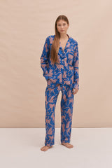 Long Pyjama Set Chango Print Blue/Pink