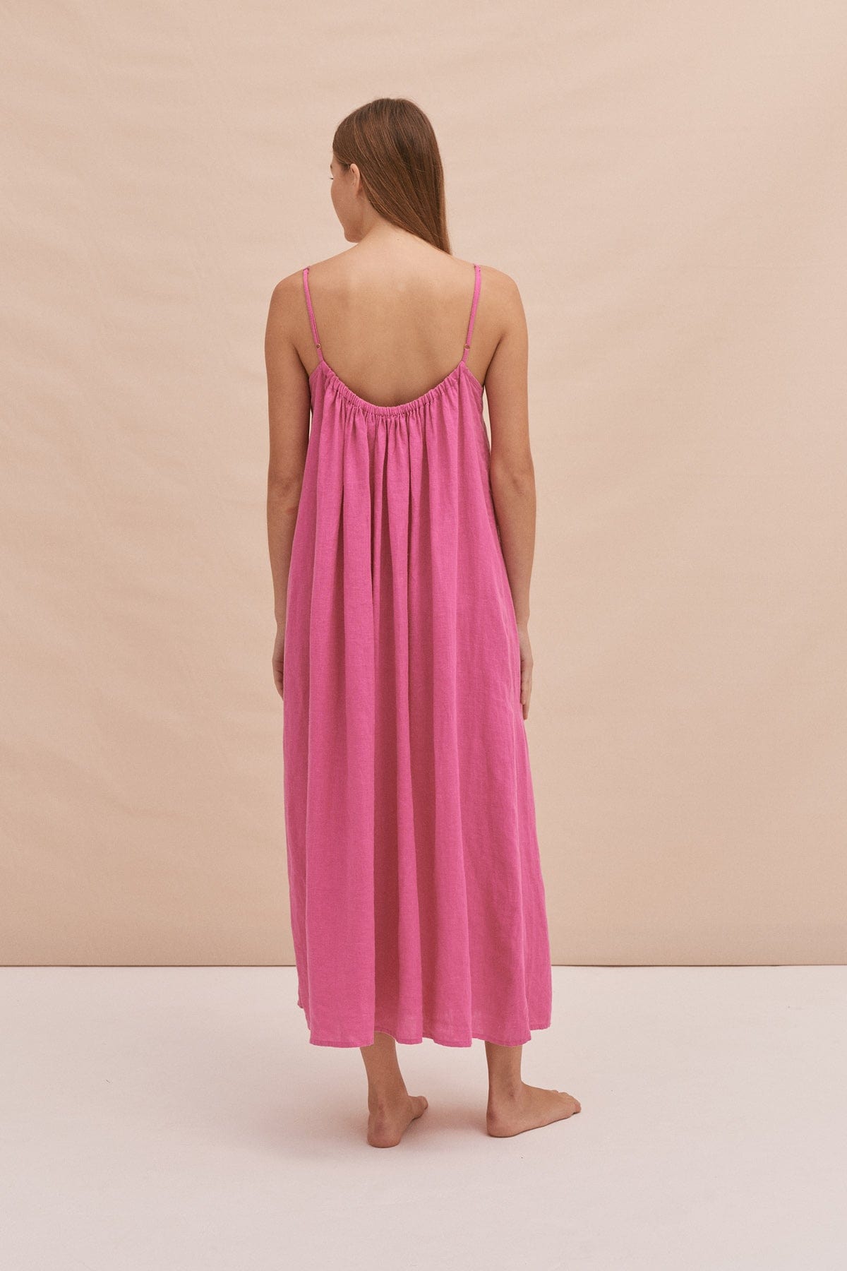 Square Nightie Cerise Pink Linen