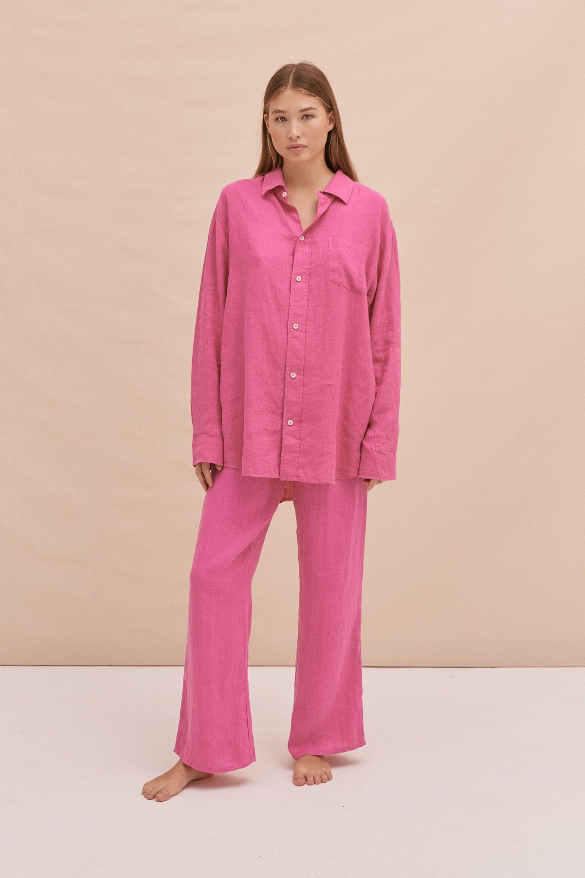 Lounge Trouser Cerise Pink Linen