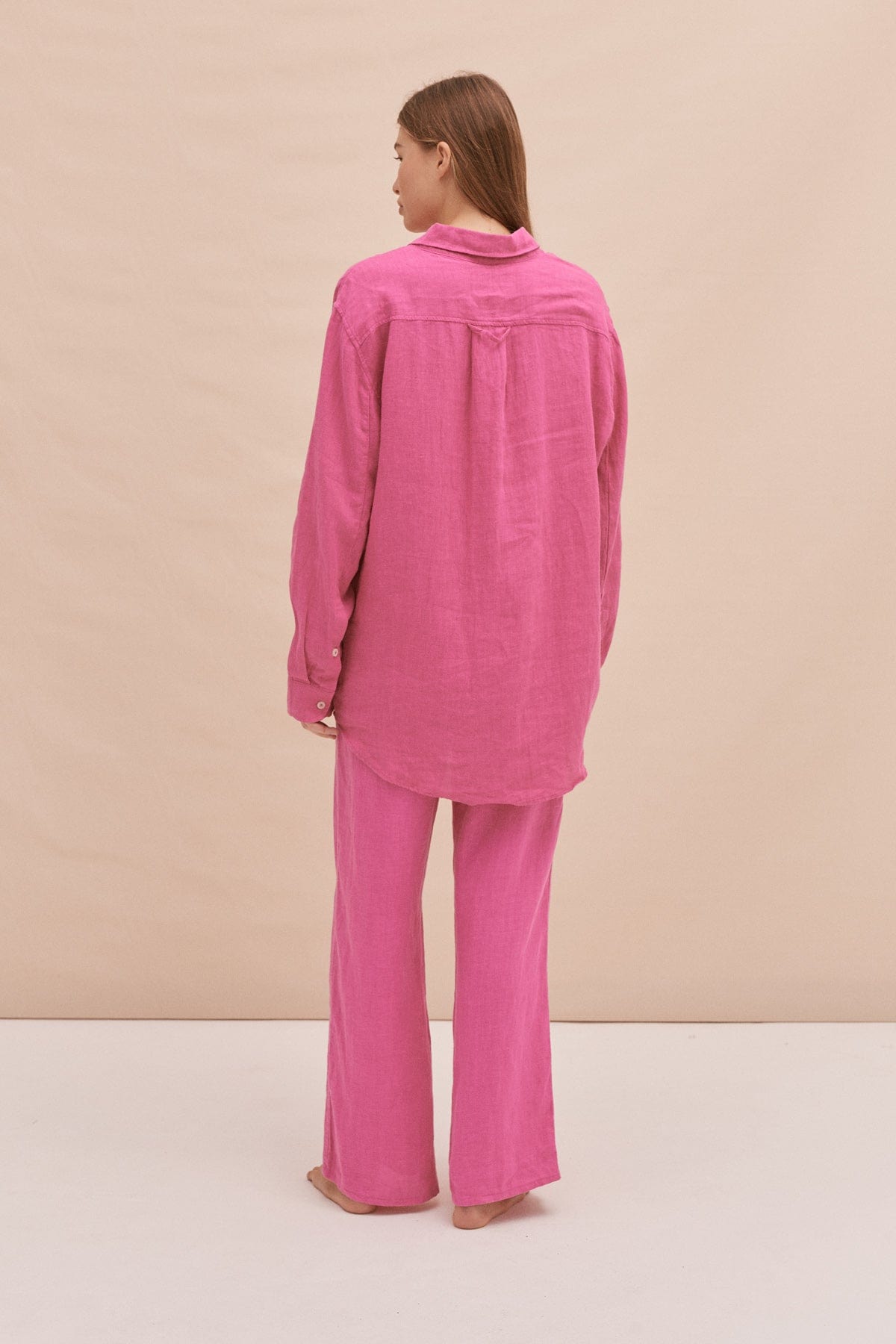 Lounge Shirt Cerise Pink Linen – Desmond & Dempsey