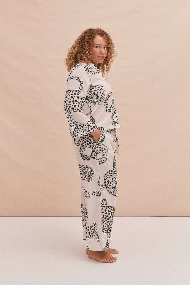 Boxy Shirt and Wide Leg Trouser Set The Jag Print Cream