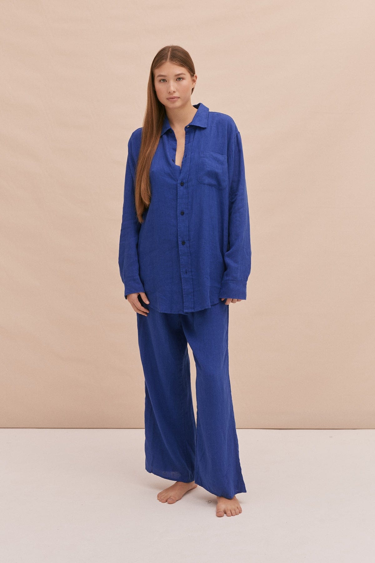 Lounge Shirt Lazuli Cobalt Blue Linen