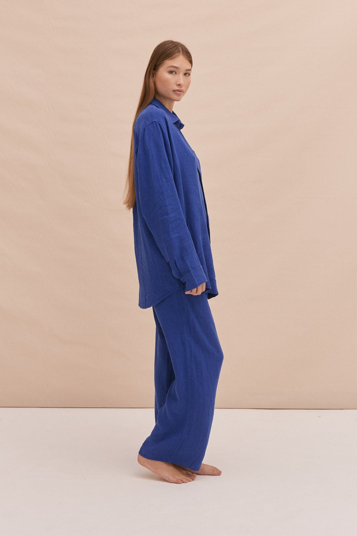 Lounge Shirt Lazuli Cobalt Blue Linen