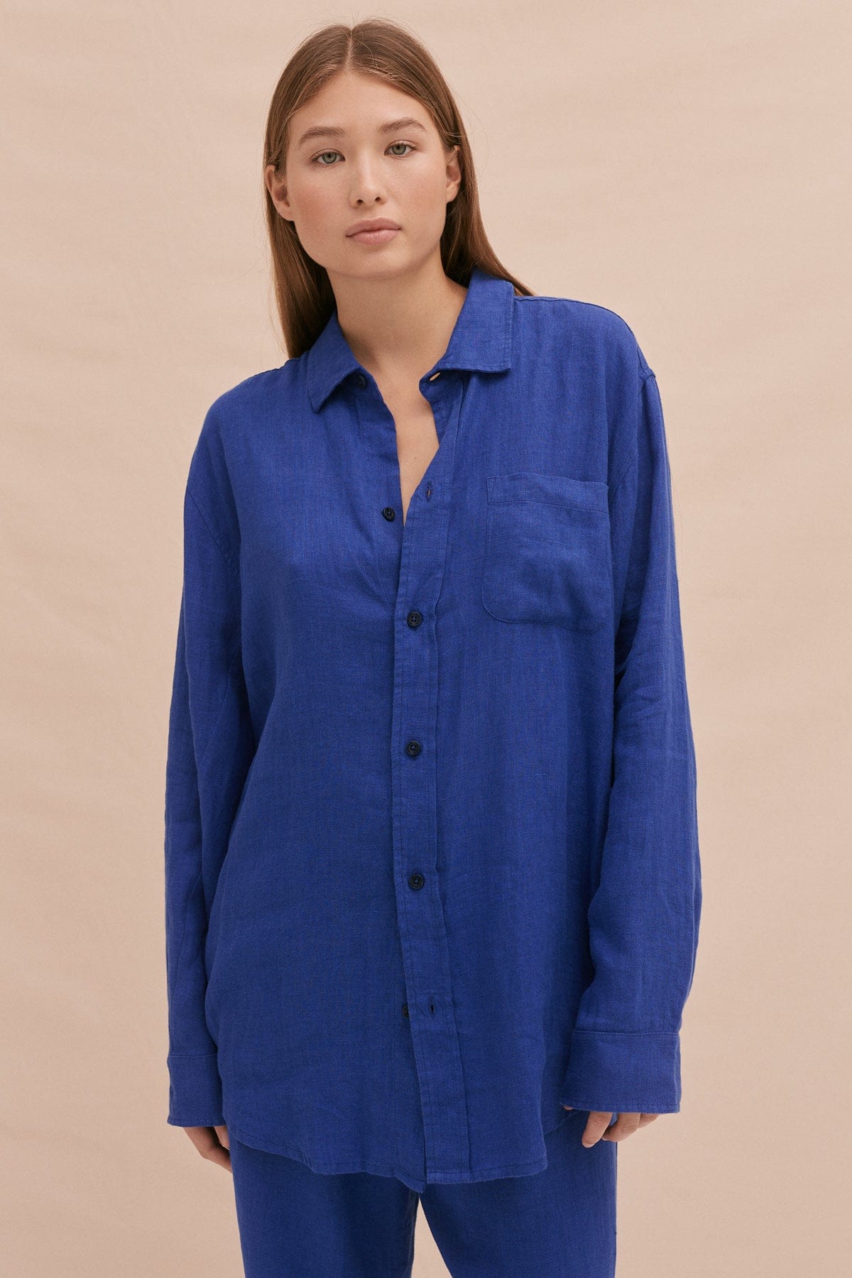 Lounge Shirt Lazuli Cobalt Blue Linen