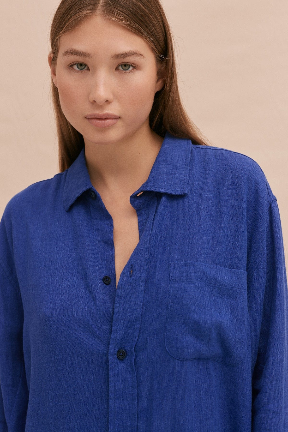 Lounge Shirt Lazuli Cobalt Blue Linen