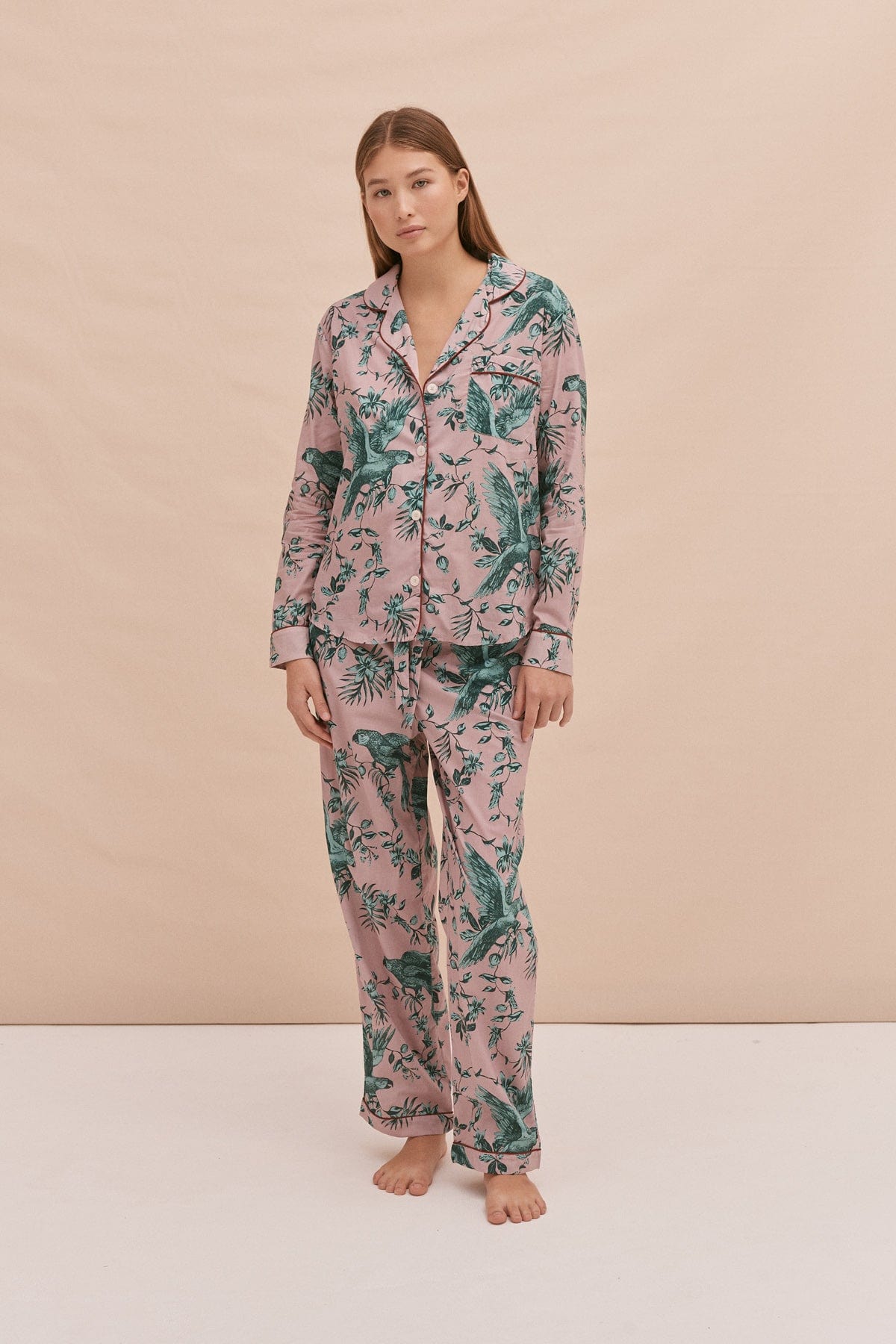 Long Pyjama Set Bromley Parrot Pink Blue