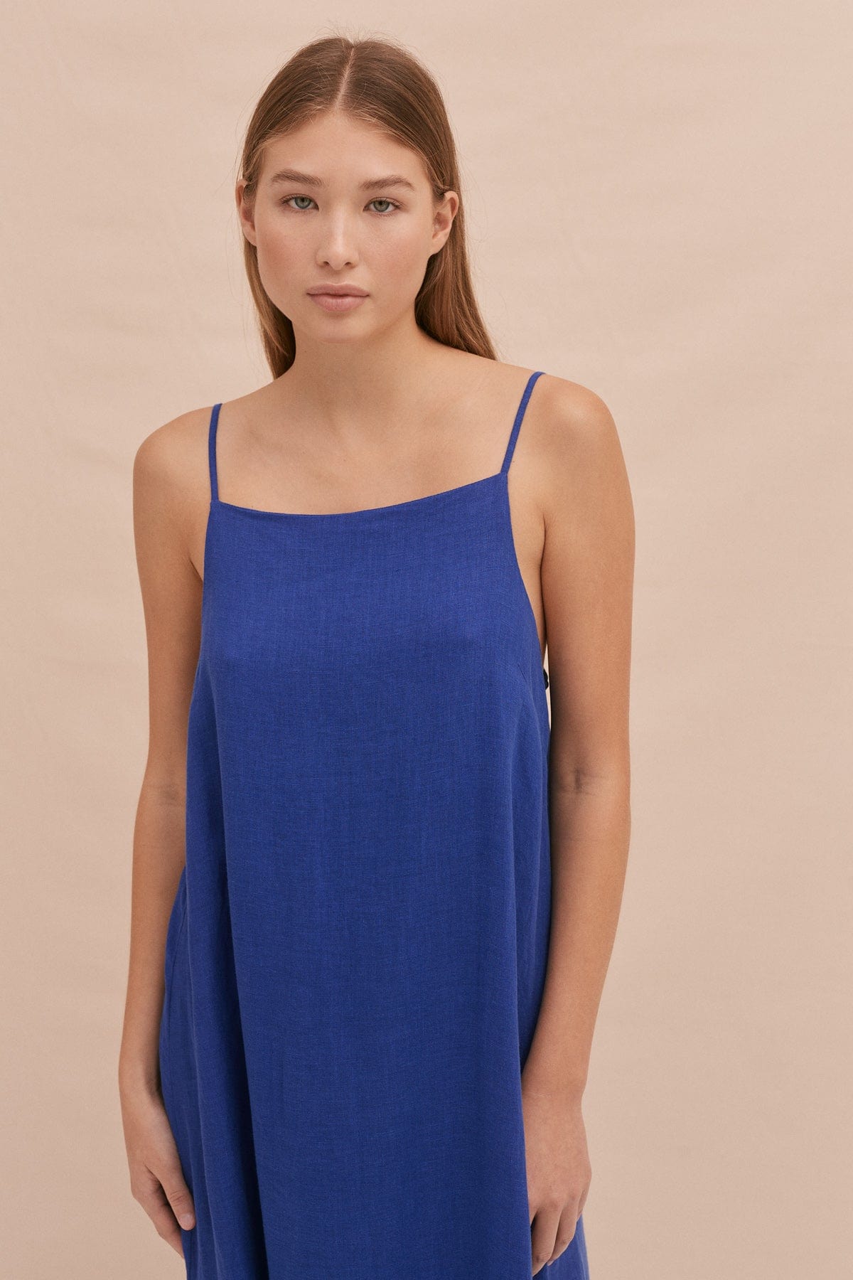 Square Nightie Lazuli Cobalt Blue Linen