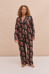 Long Pyjama Set Sansindo Tiger Print Navy/Pink