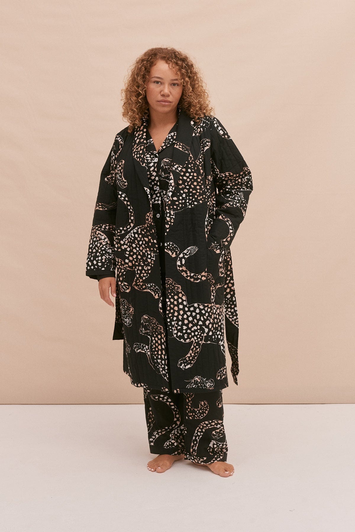 Quilted Robe The Jag Print Navy