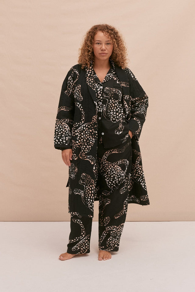 Quilted Robe The Jag Print Navy