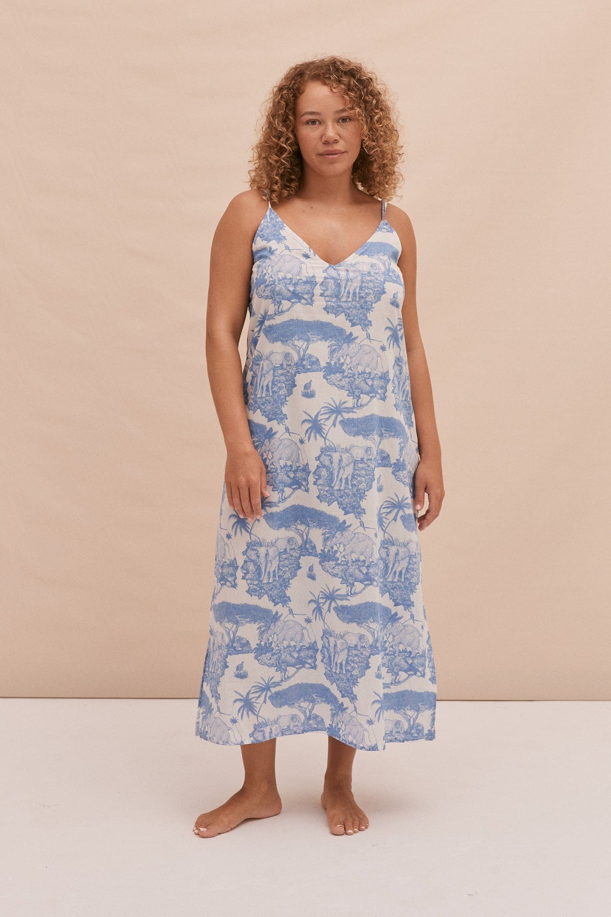 Slip Nightie Loxodonta Print Blue