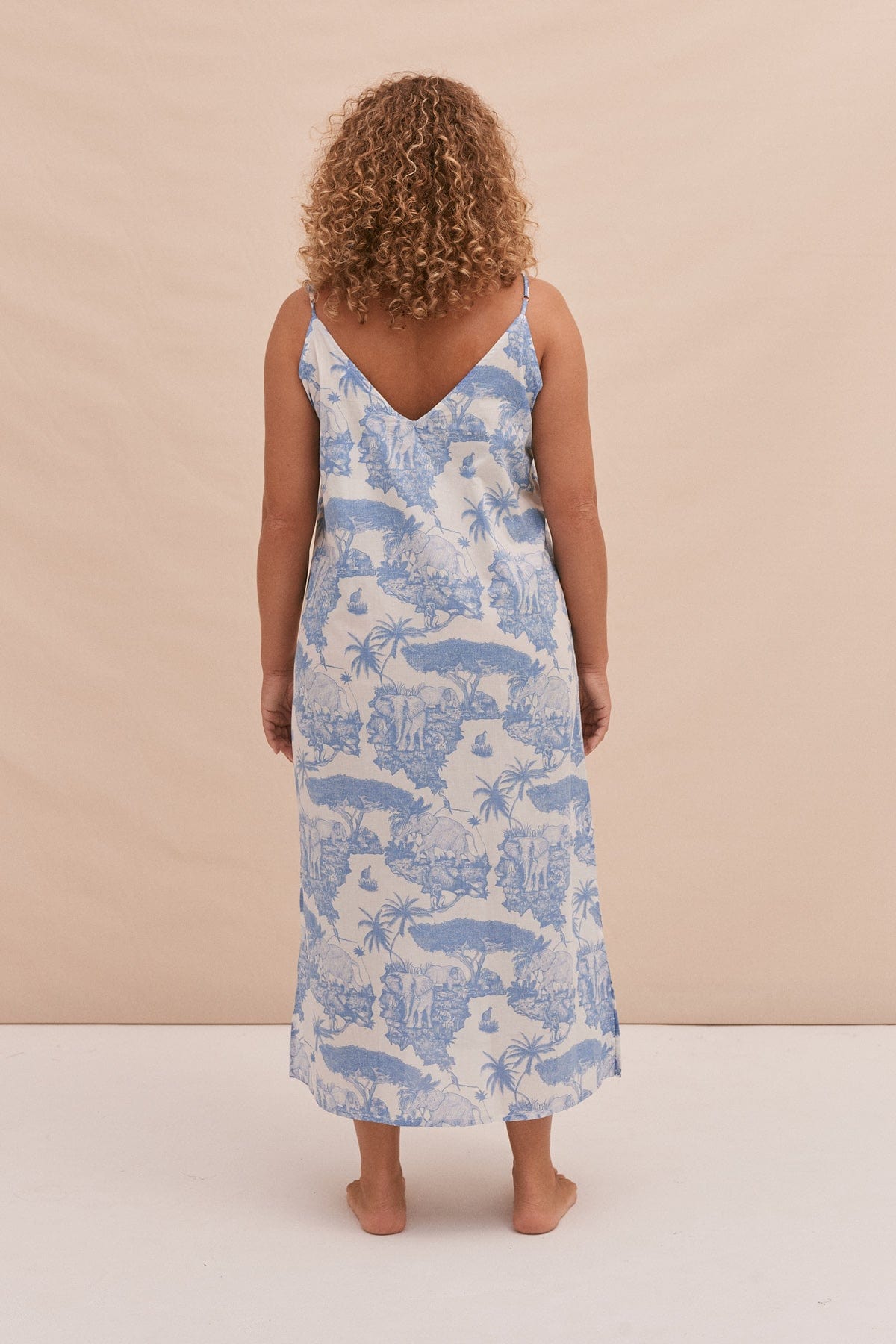 Slip Nightie Loxodonta Print Blue