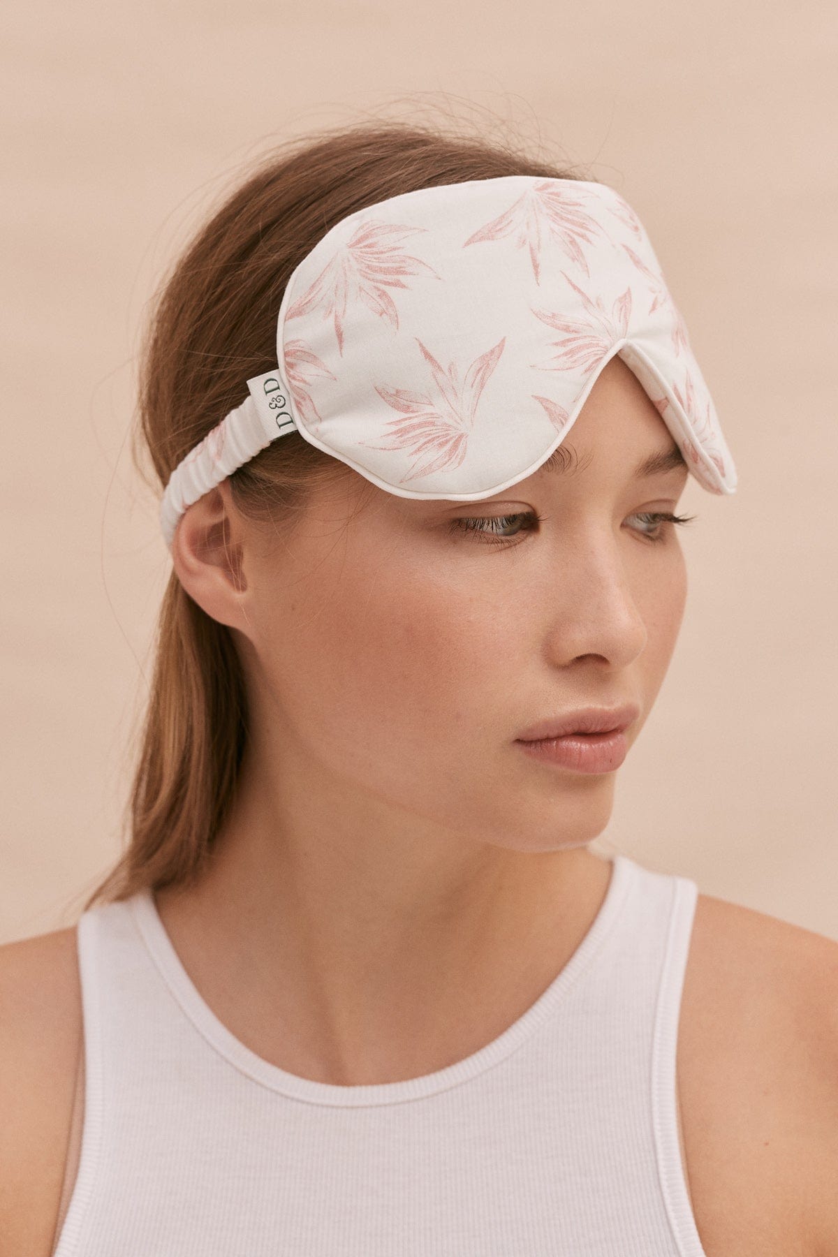 Cotton Luxe Eye Mask Deia Print White/Pink