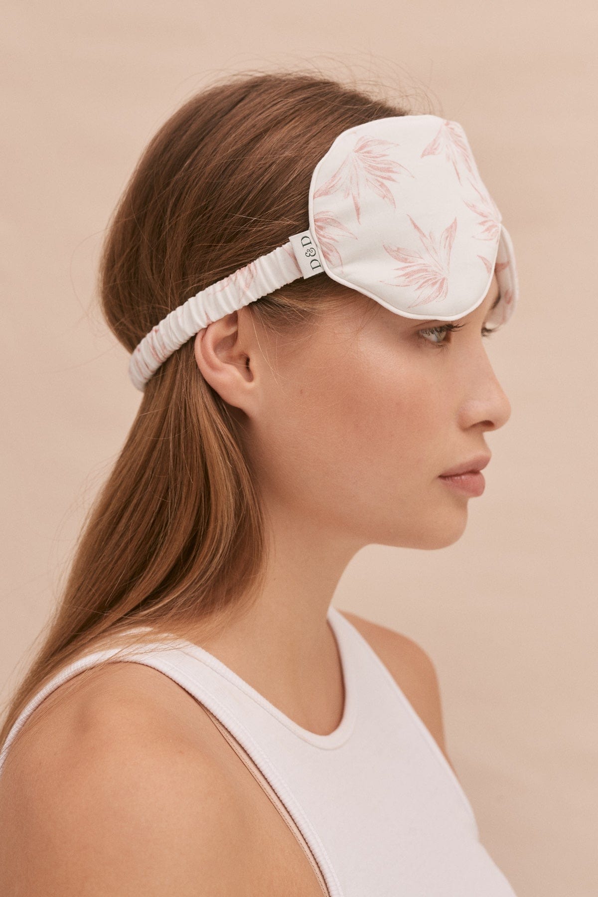 Cotton Luxe Eye Mask Deia Print White/Pink