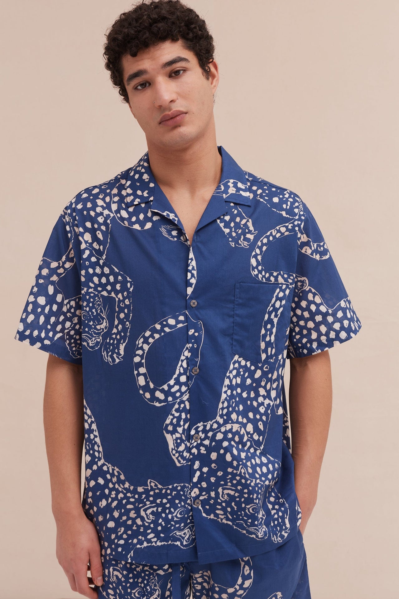 Men’s Cuban Pyjama Set The Jag Print Blue