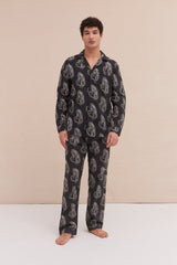 Men’s Long Pyjama Set Sansindo Tiger Print Black/Cream