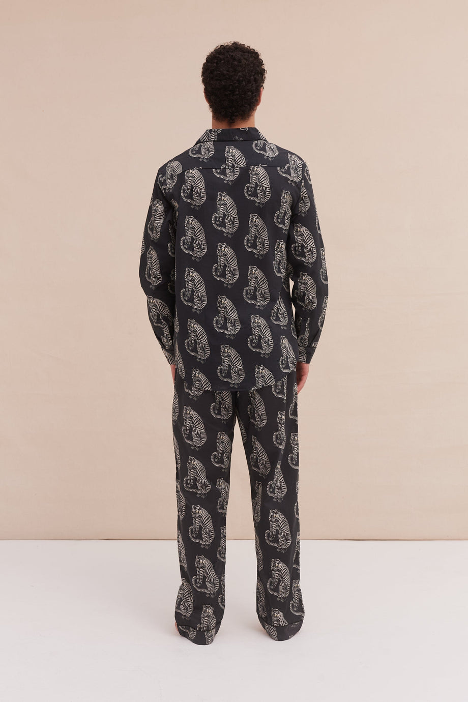 Men’s Long Pyjama Set Sansindo Tiger Print Black/Cream