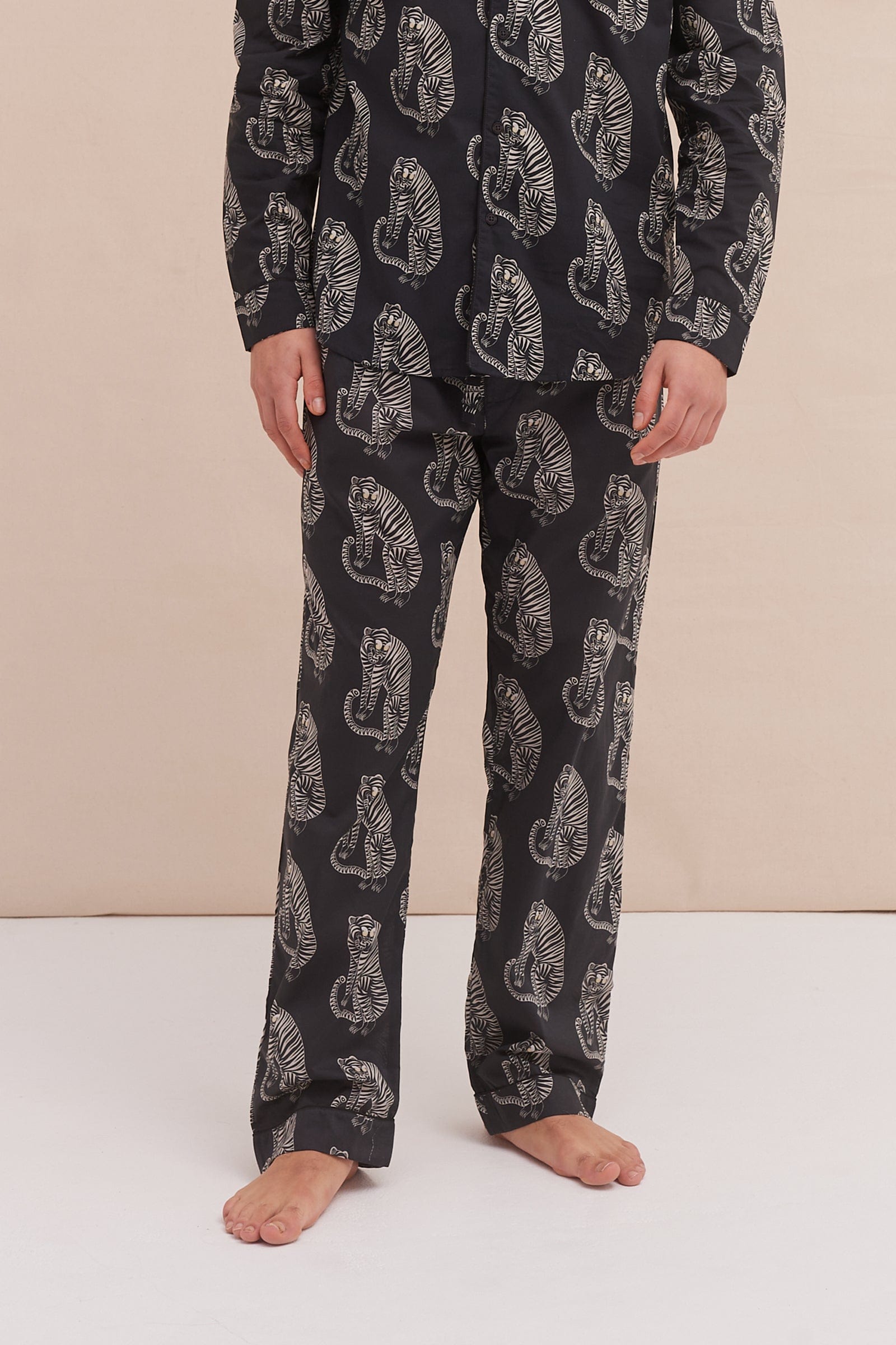 Pyjama Trousers Sansindo Tiger Print Black Cream
