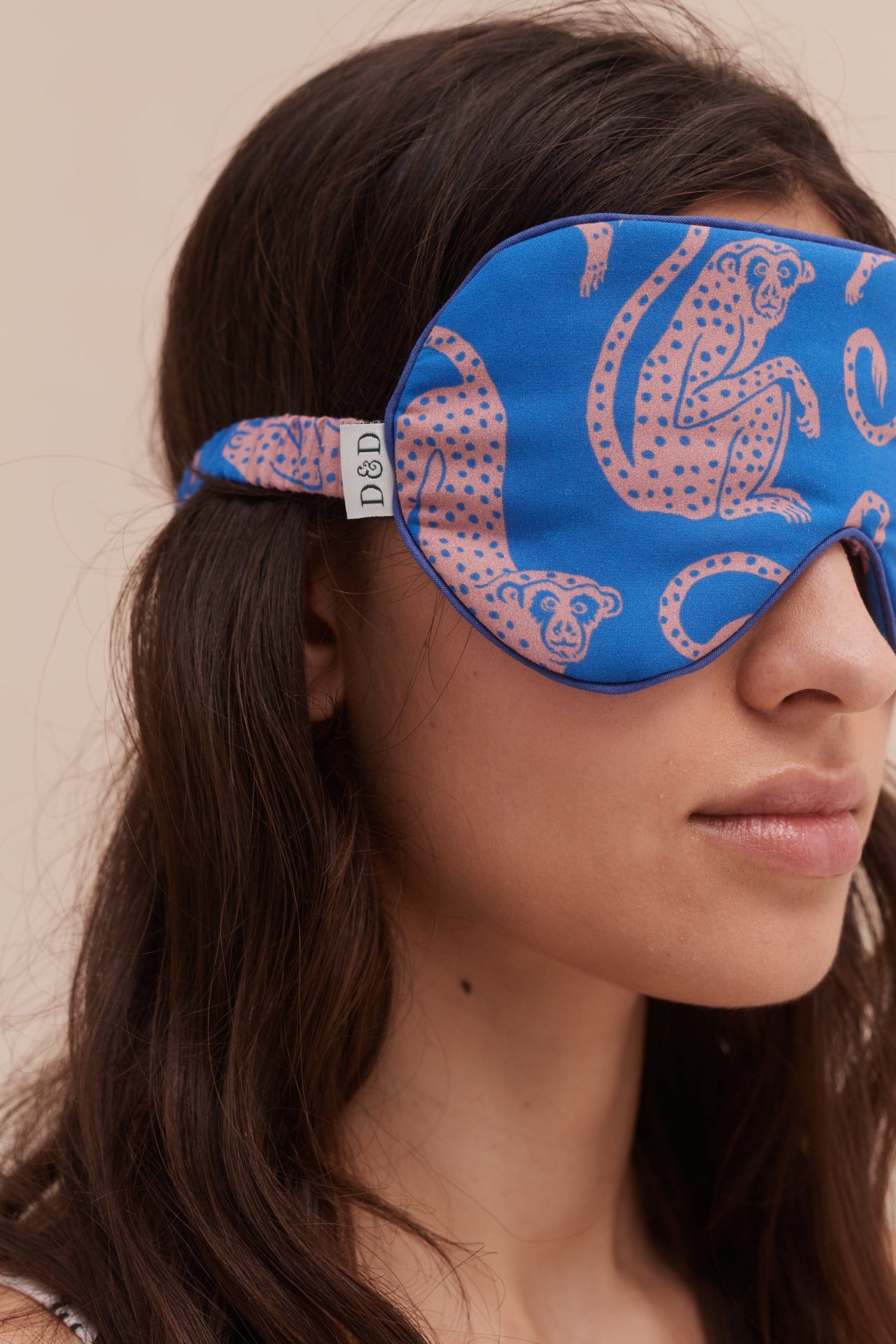 Cotton Luxe Eye Mask Chango Print Blue/Pink