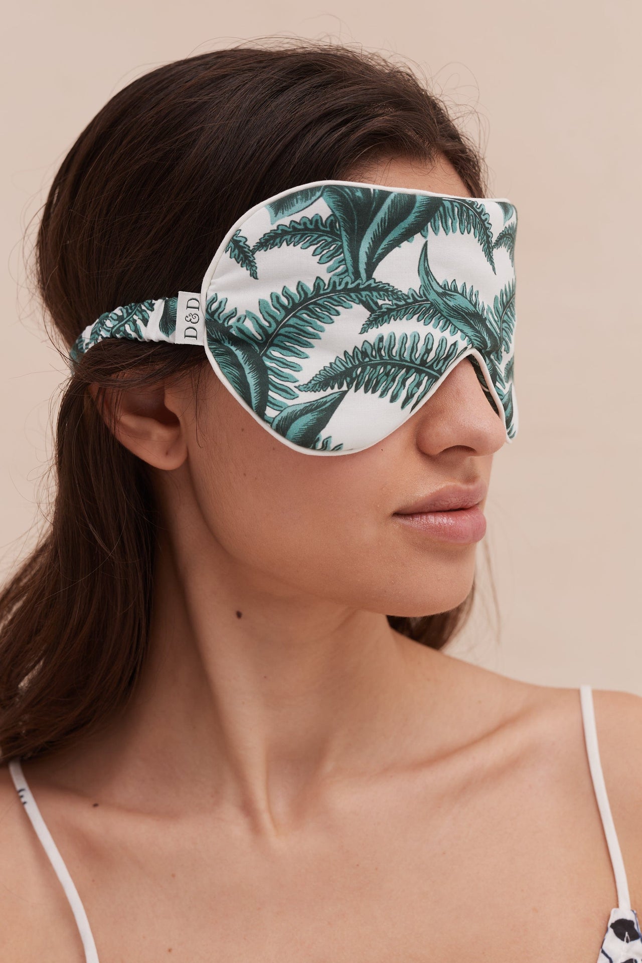 Cotton Luxe Eye Mask Fern Print White/Green