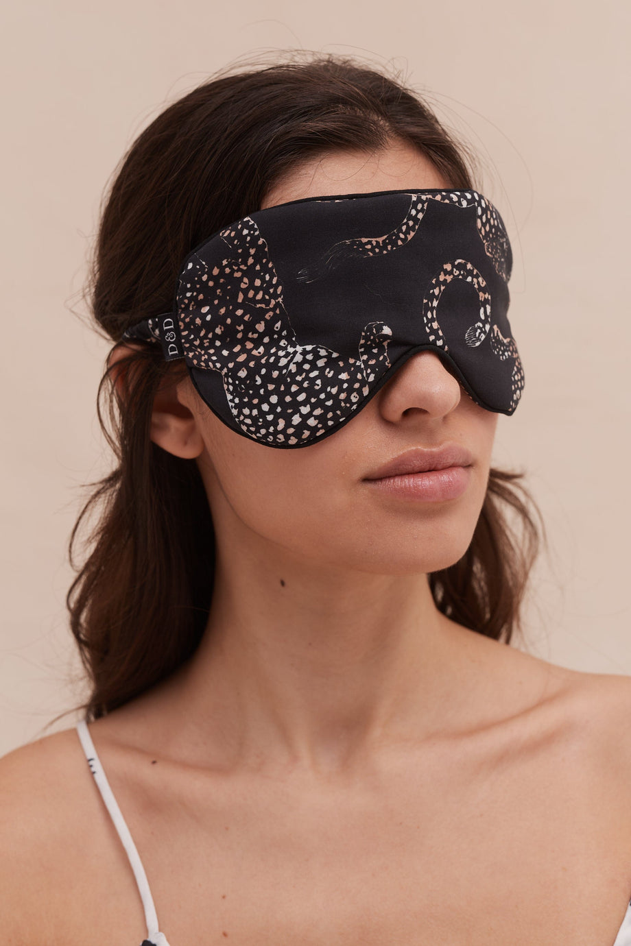 Cotton Luxe Eye Mask Jag Print Navy