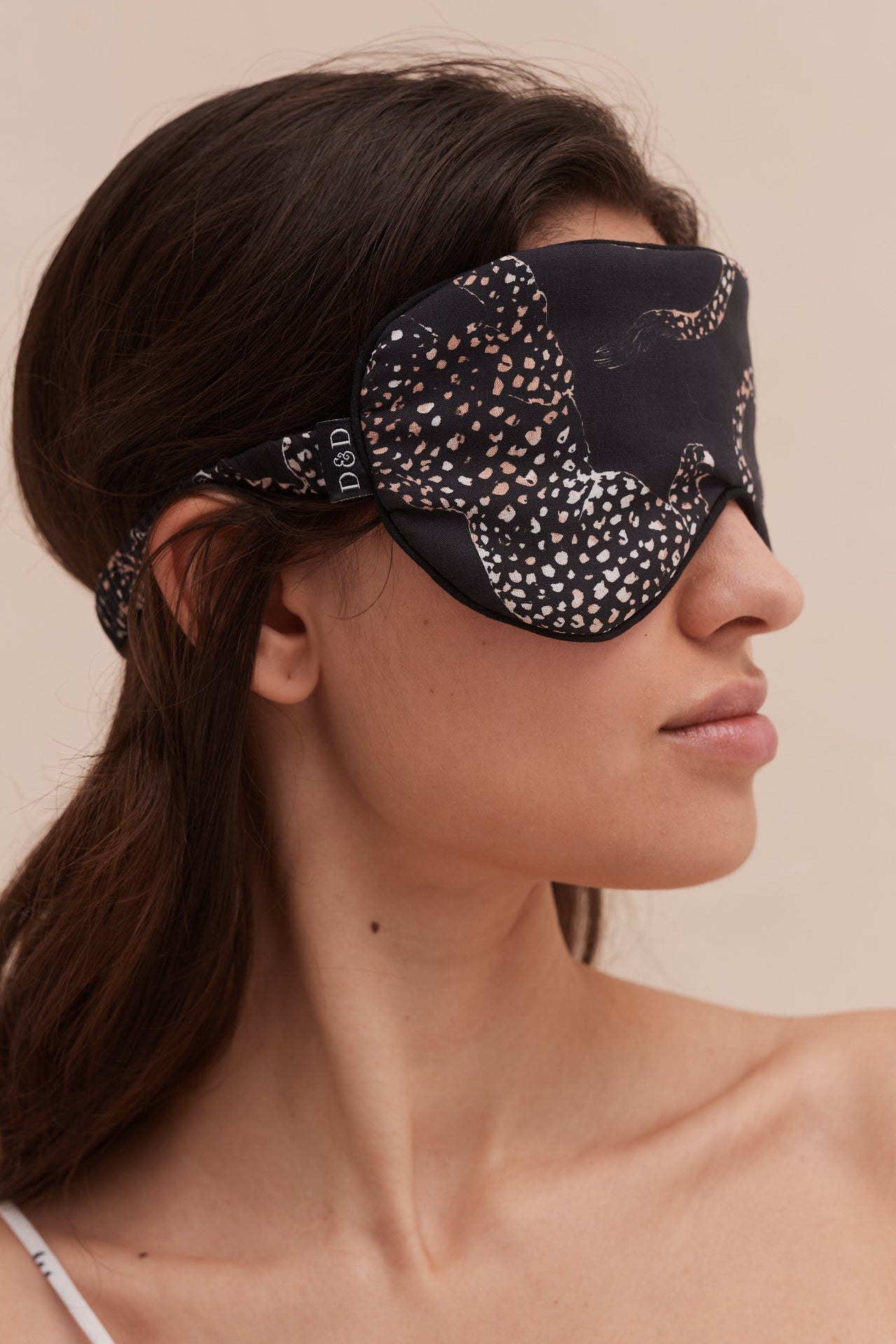 Cotton Luxe Eye Mask Jag Print Navy