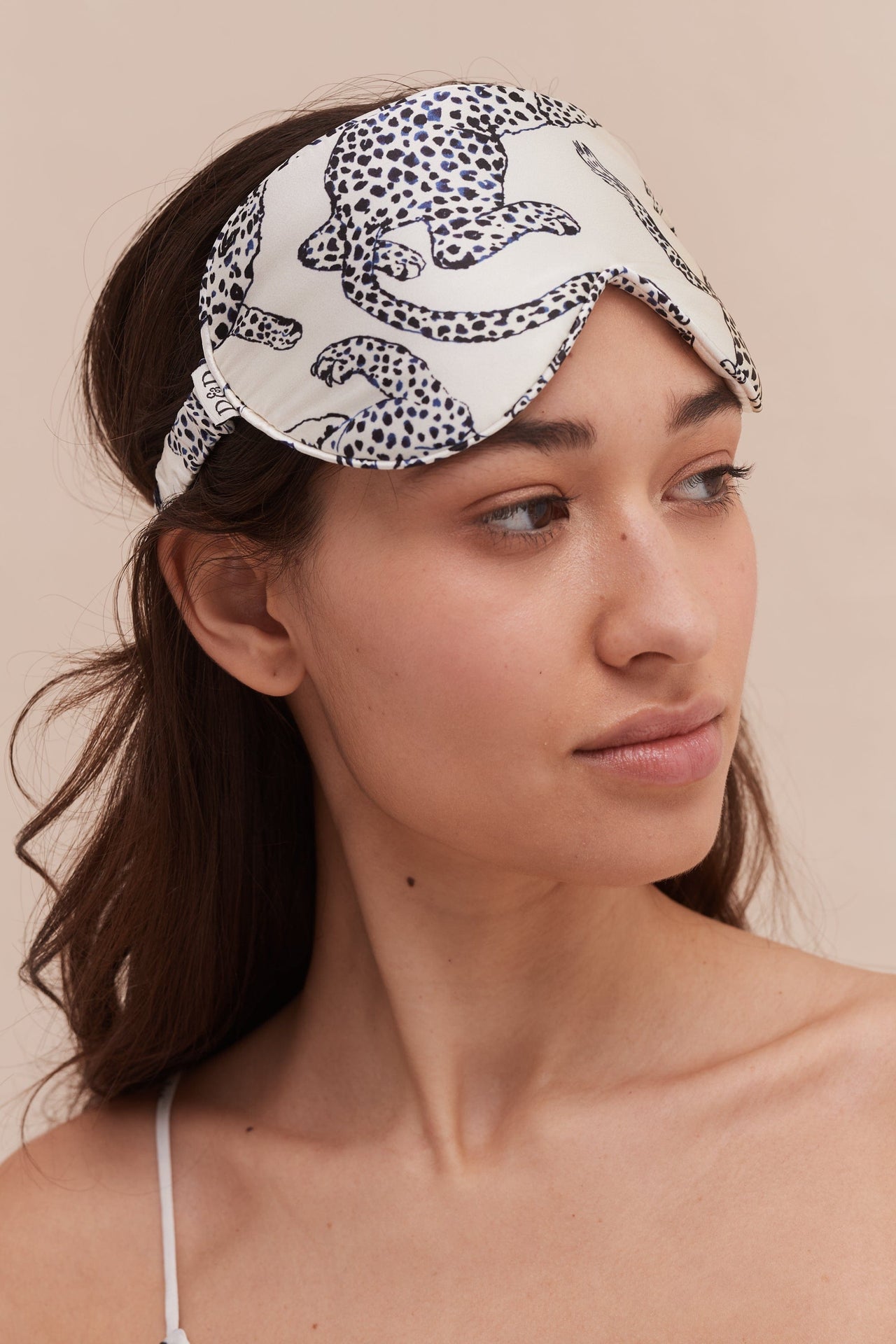 Silk Eye Mask Jag Print Cream