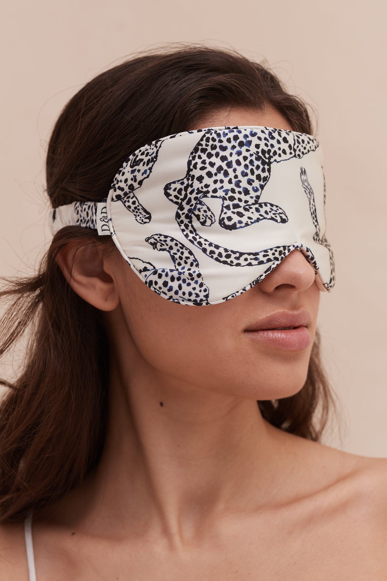 Silk Eye Mask Jag Print Cream