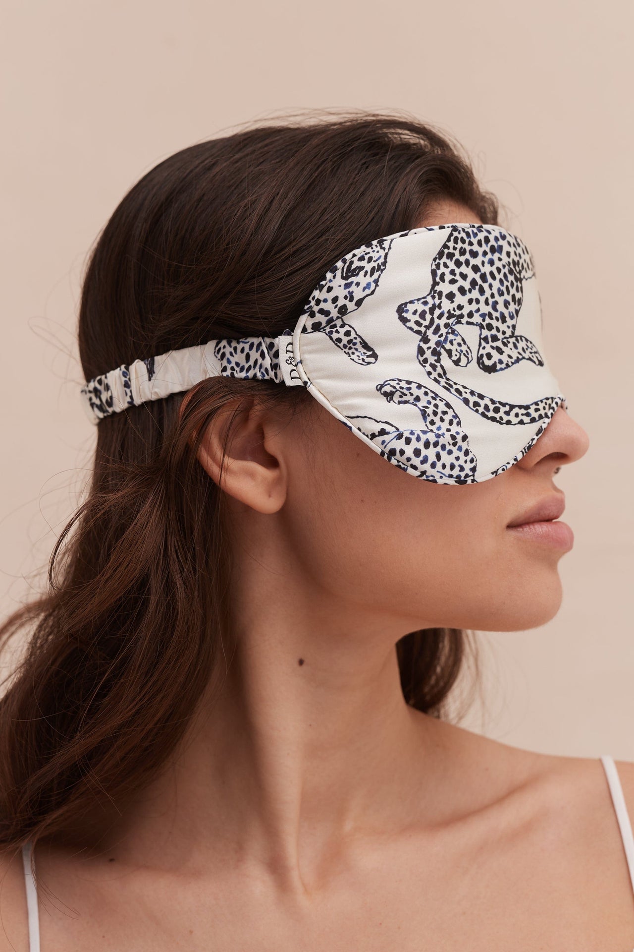 Silk Eye Mask Jag Print Cream