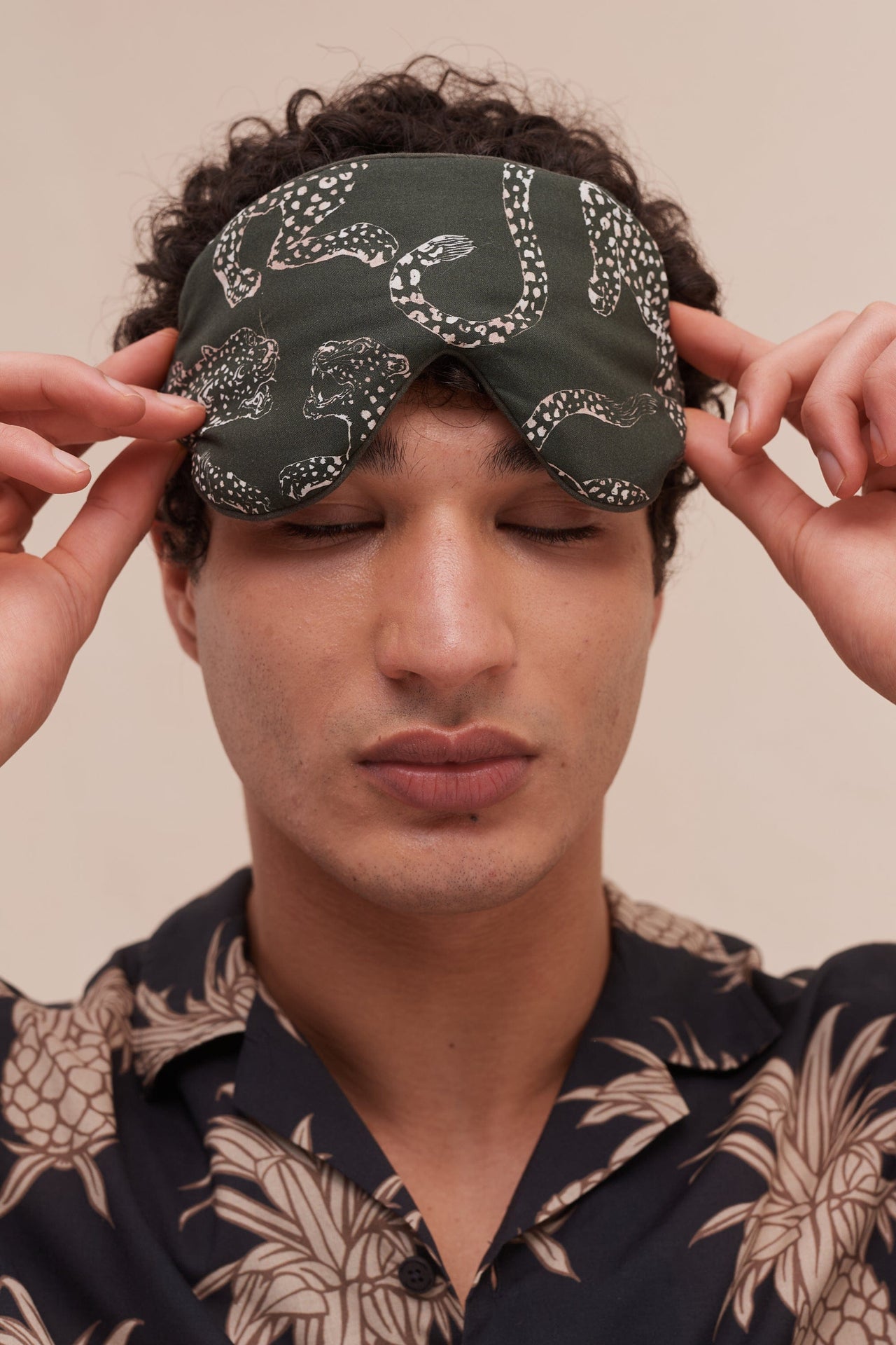 Cotton Luxe Eye Mask Jag Print Green