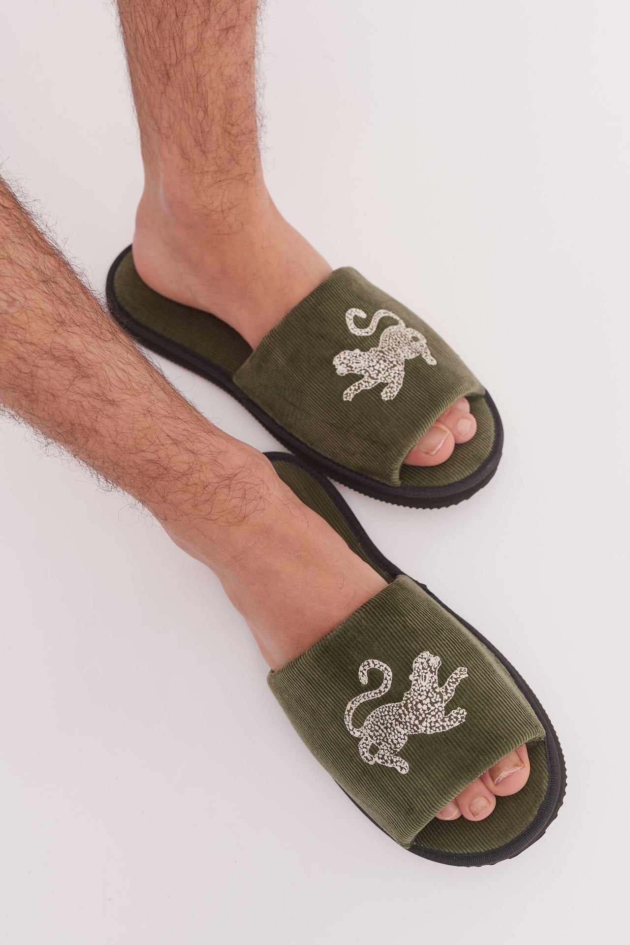 Men’s Corduroy Slides Jag Print Green