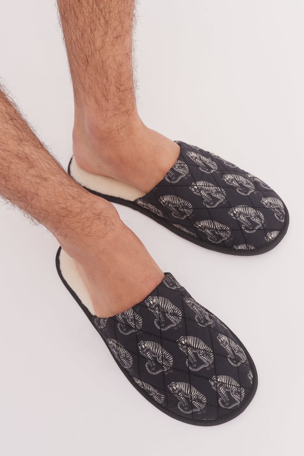 Men’s Slippers Sansindo Tiger Print Black/Cream