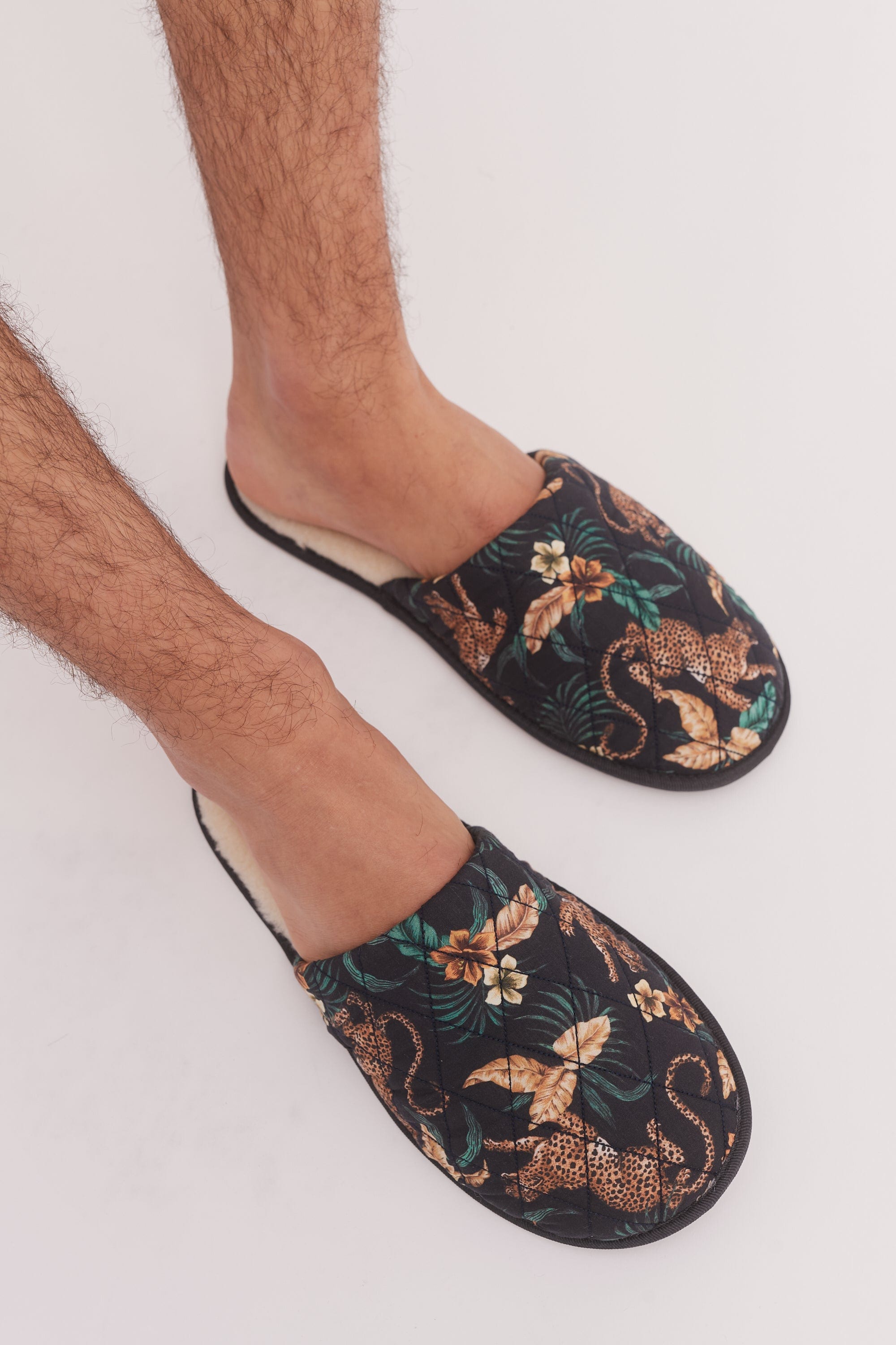 Slippers Soleia Leopard Print Black Yellow