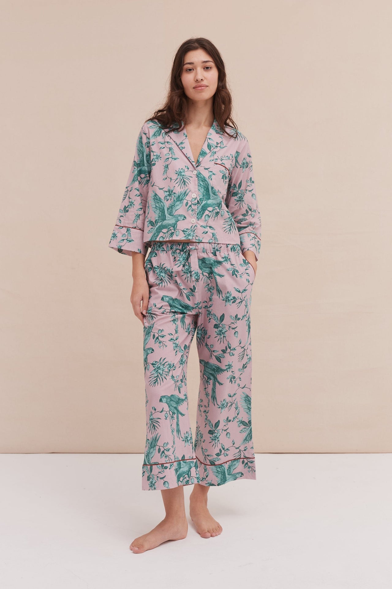 Boxy Shirt The Bromley Parrot Print Pink/Blue