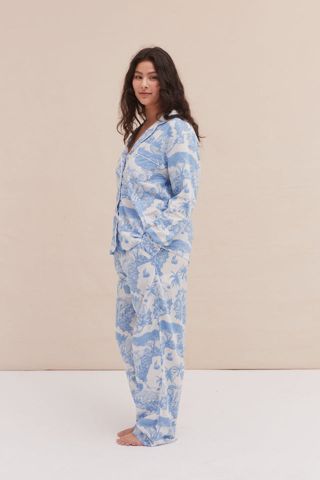Long Pyjama Set Loxodonta Print Blue