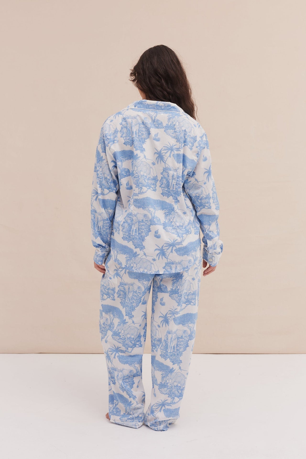 Long Pyjama Set Loxodonta Print Blue