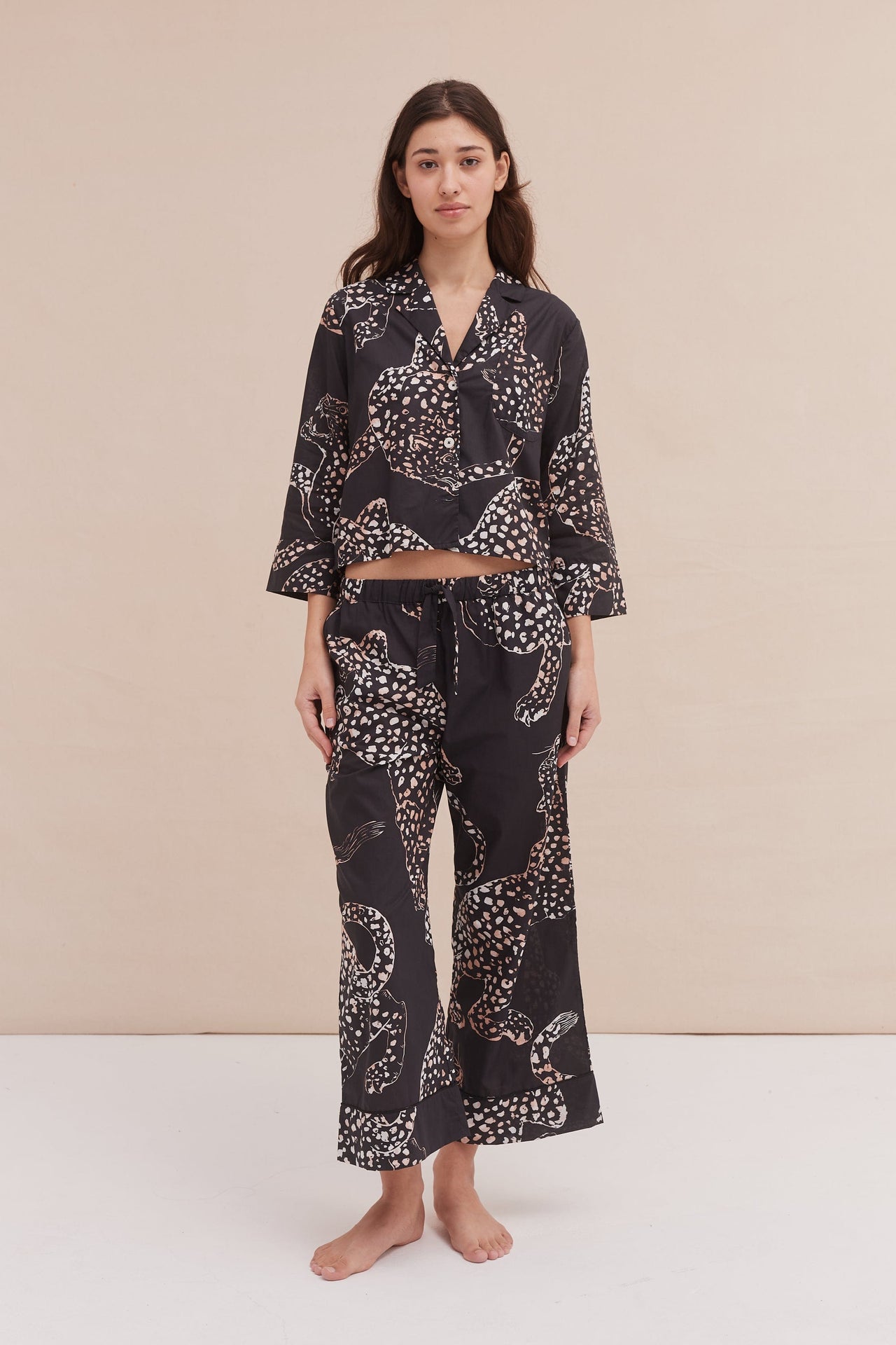 Wide Leg Pyjama Trousers The Jag Print Navy