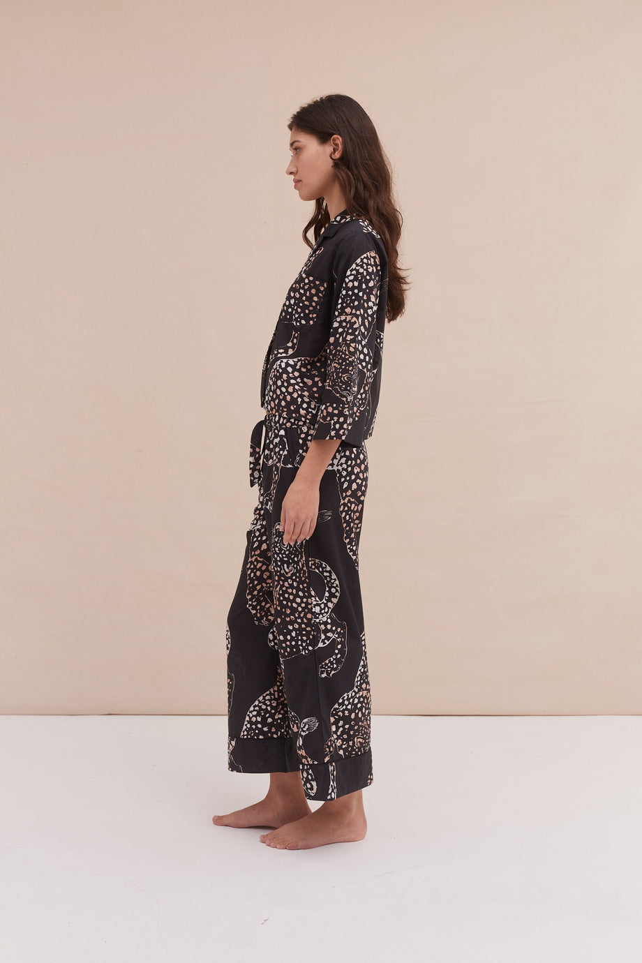 Boxy Shirt and Wide Leg Trouser Set The Jag Print Navy