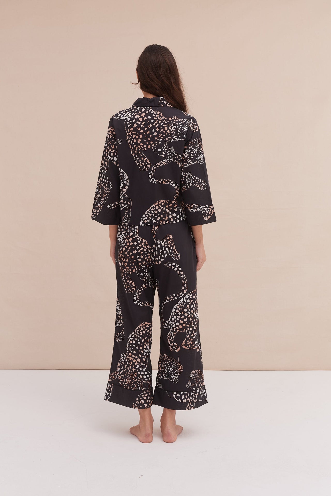 Boxy Shirt and Wide Leg Trouser Set The Jag Print Navy