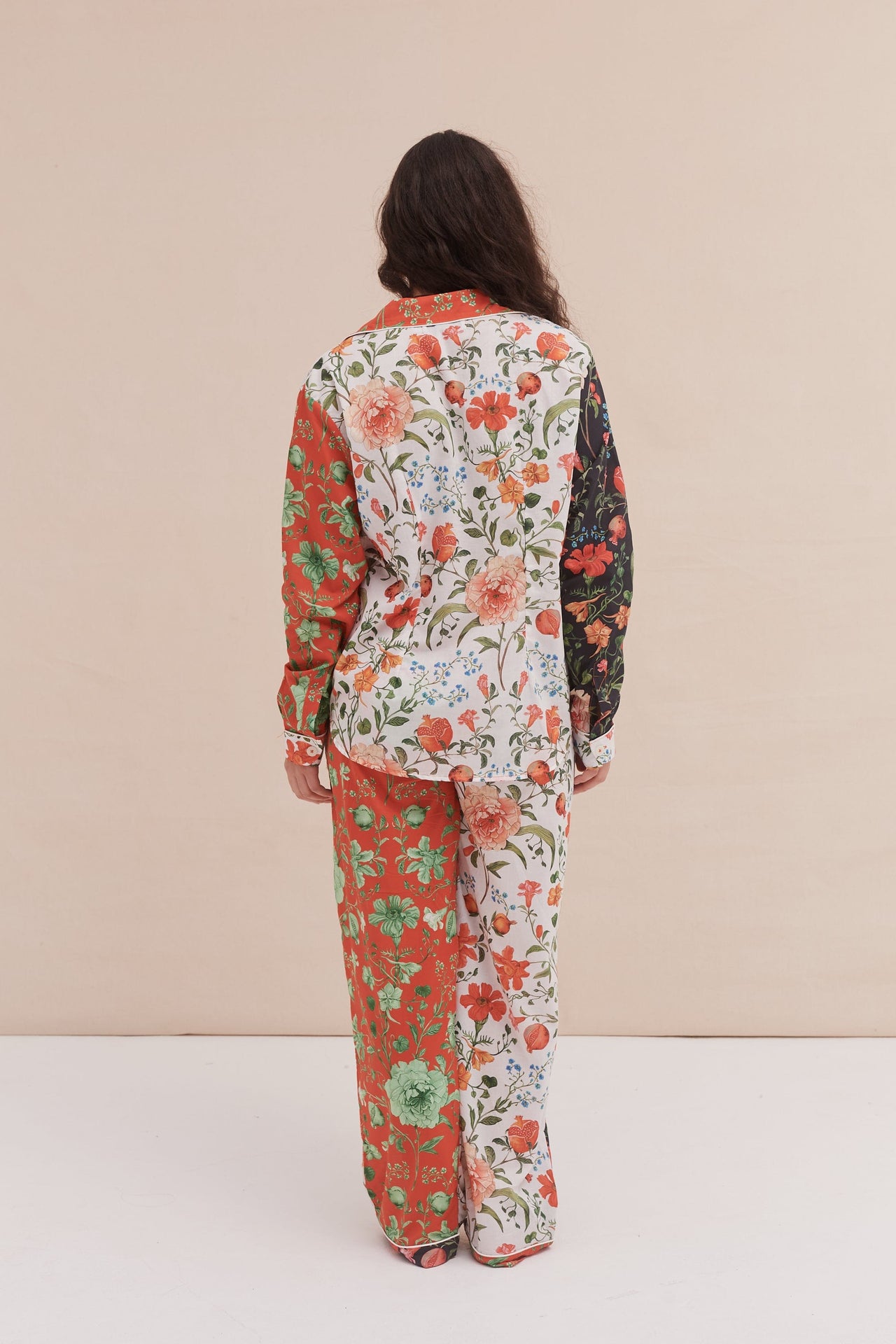 Long Pyjama Set Persephone Floral Print Patchwork