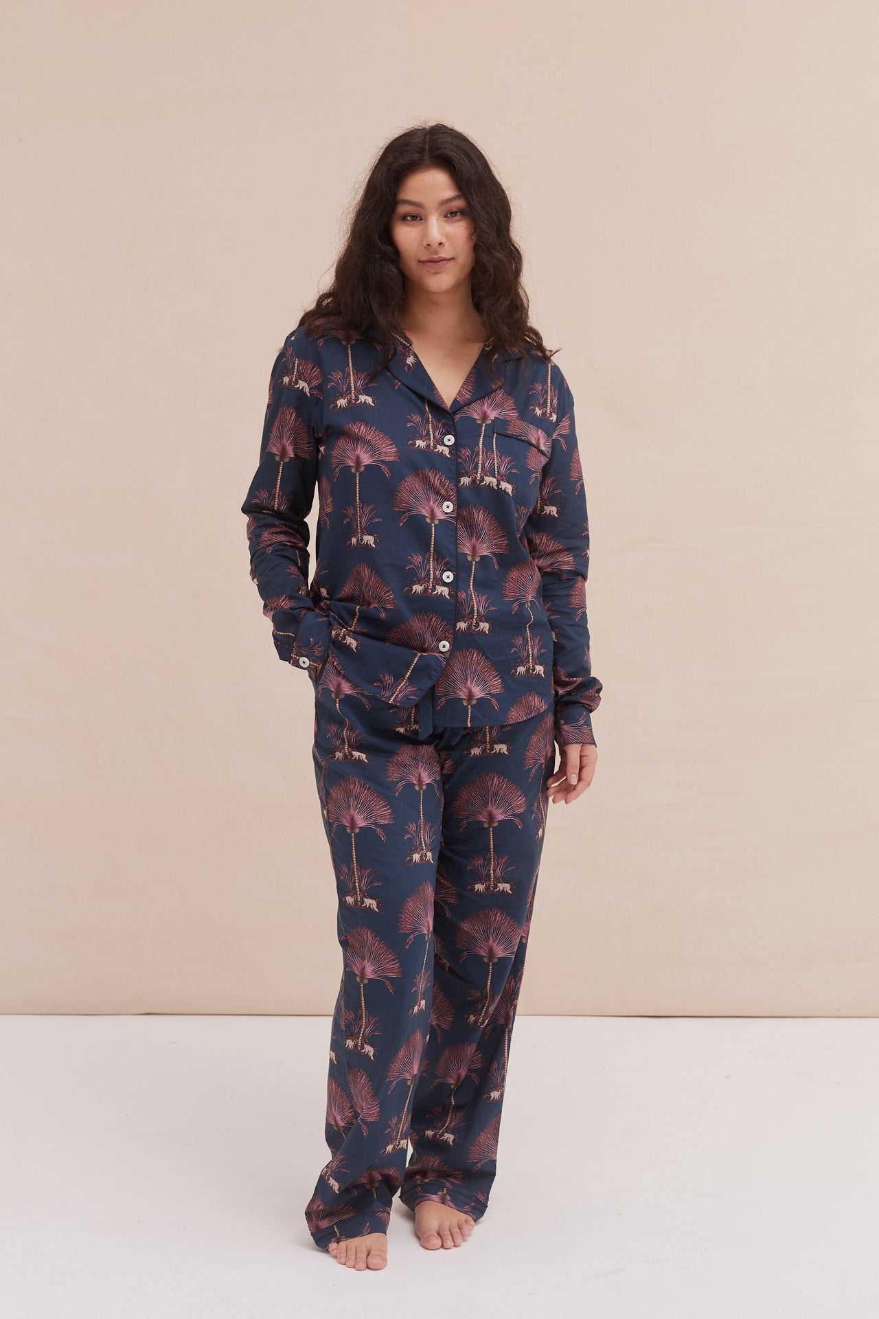 Long Pyjama Set Ravenala Print Navy