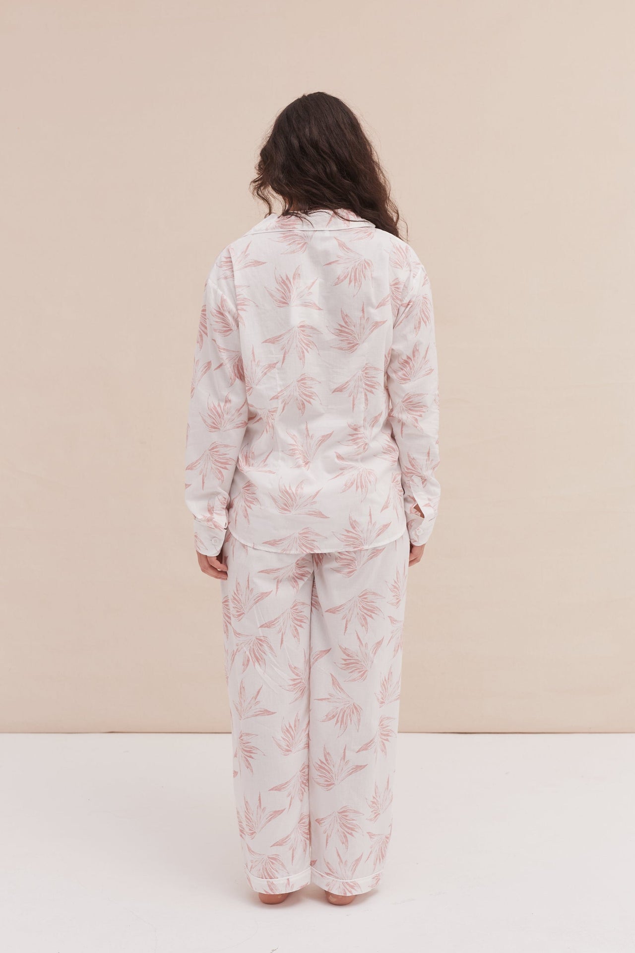 Long Pyjama Set Deia Print White/Pink