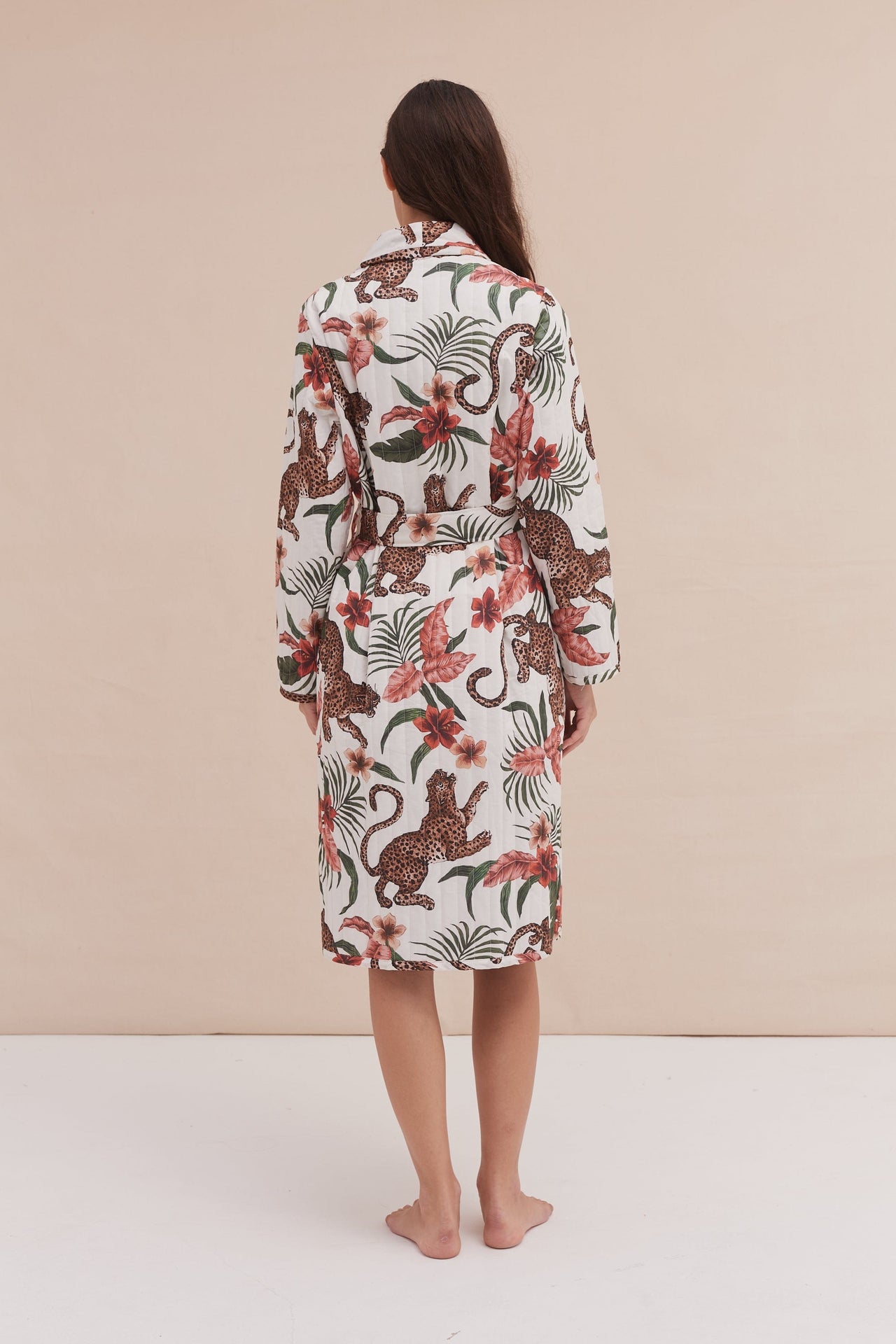 Quilted Robe Soleia Print Cream