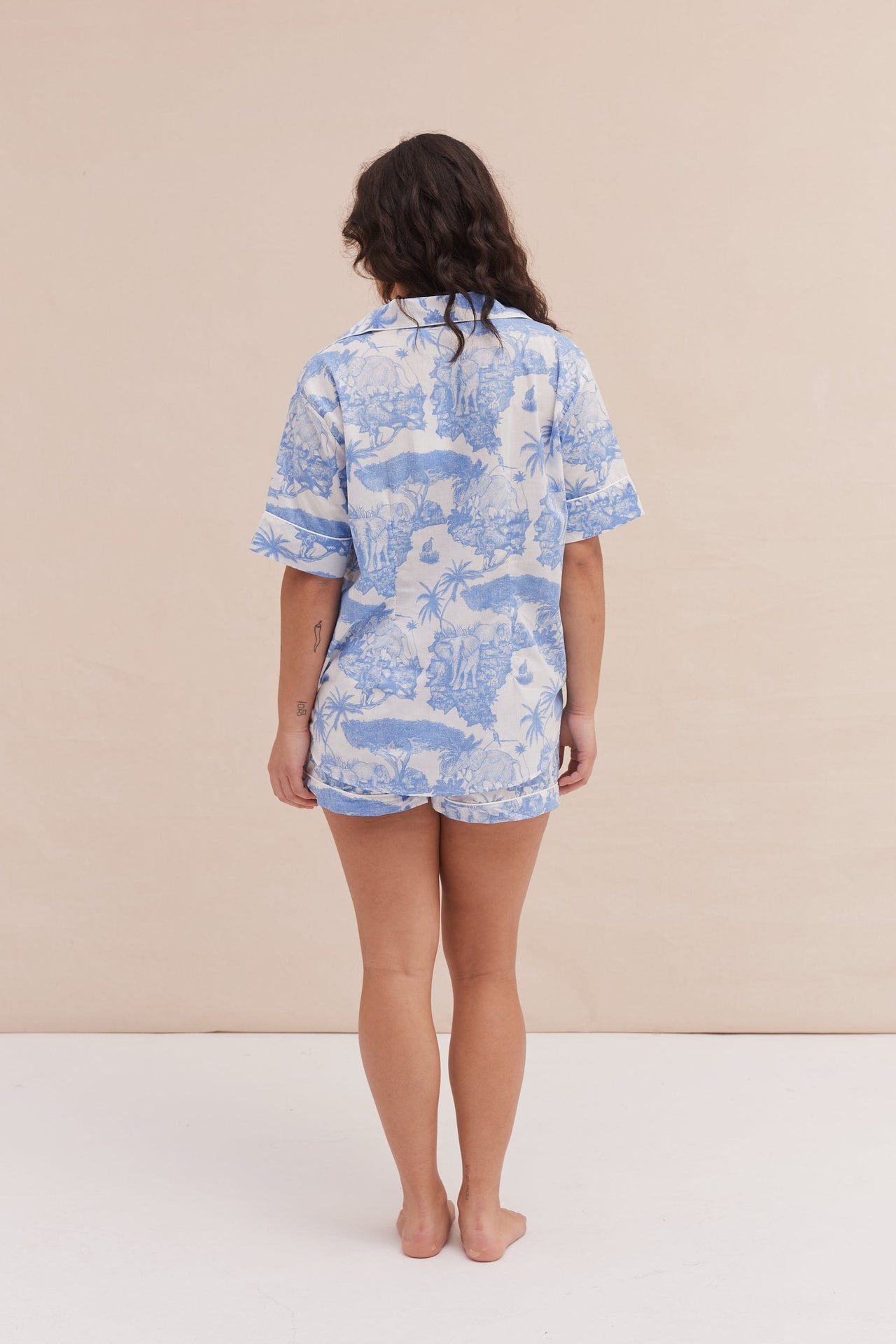 Short Pyjama Set Loxodonta Print Blue