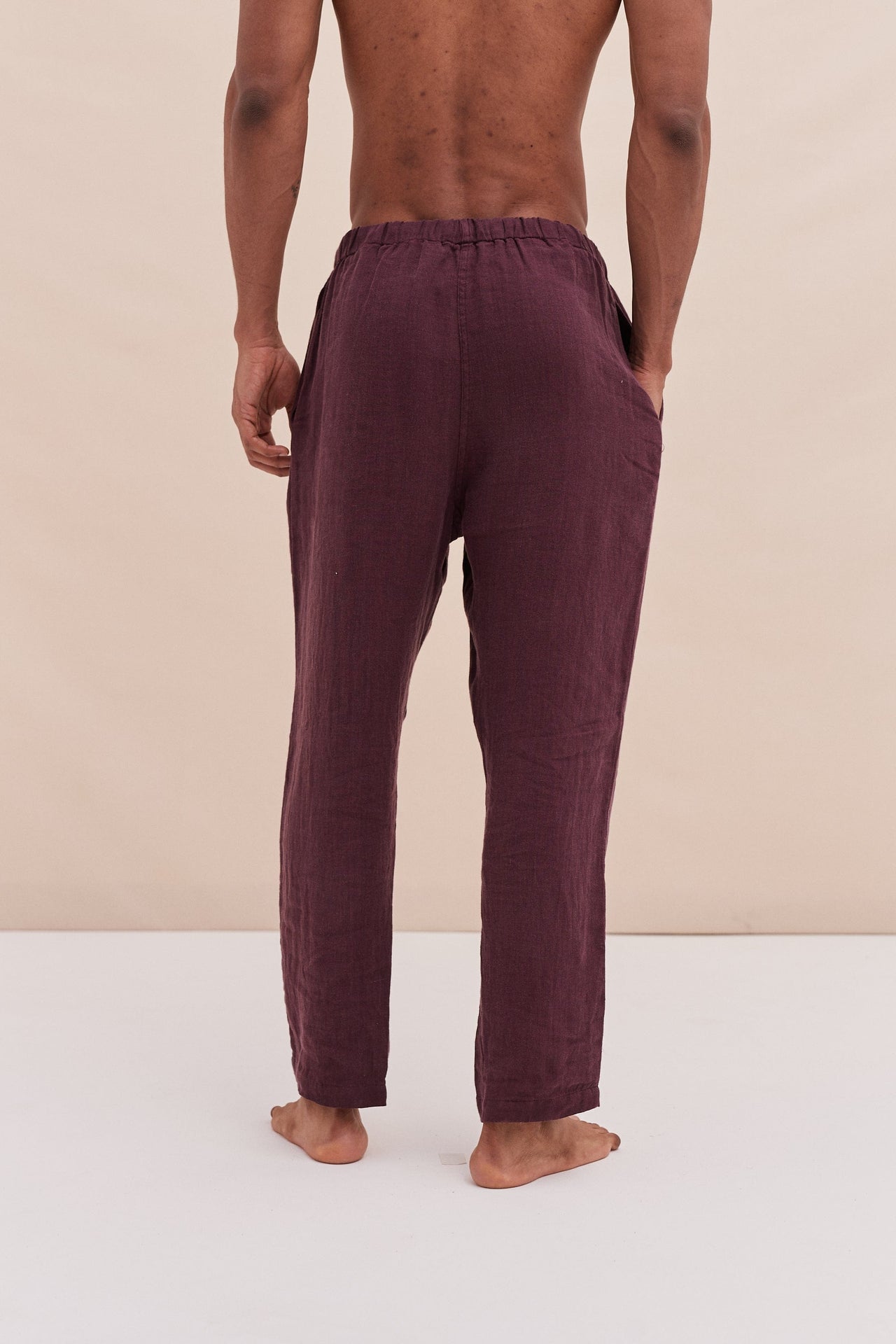 Mens Tapered Pyjama Trouser in Wine Tasting