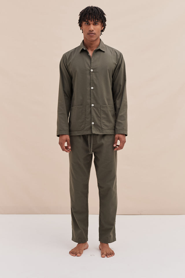 Mens Pocket Pyjama Set in Khaki