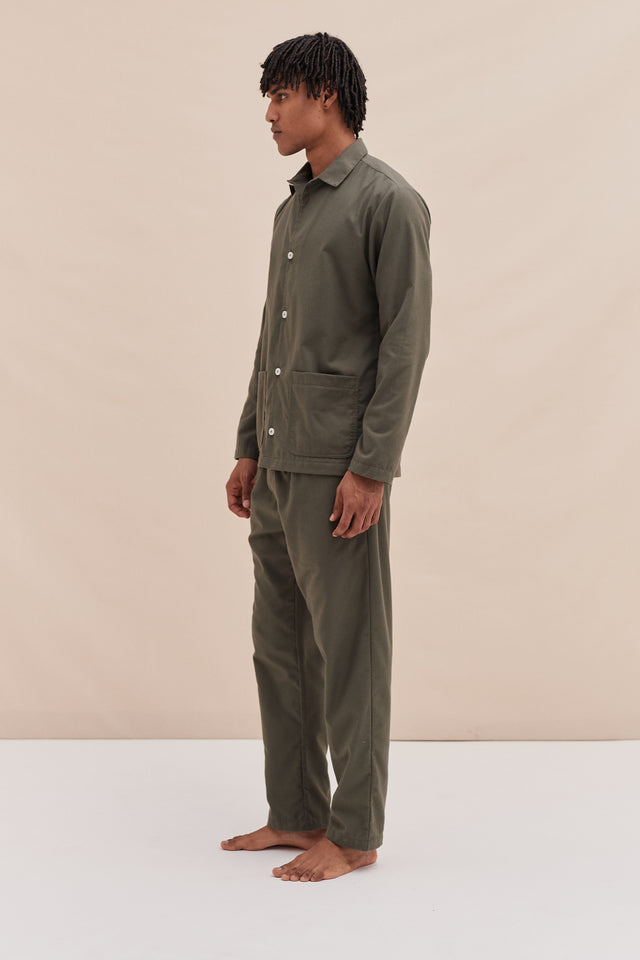 Mens Pocket Pyjama Set in Khaki