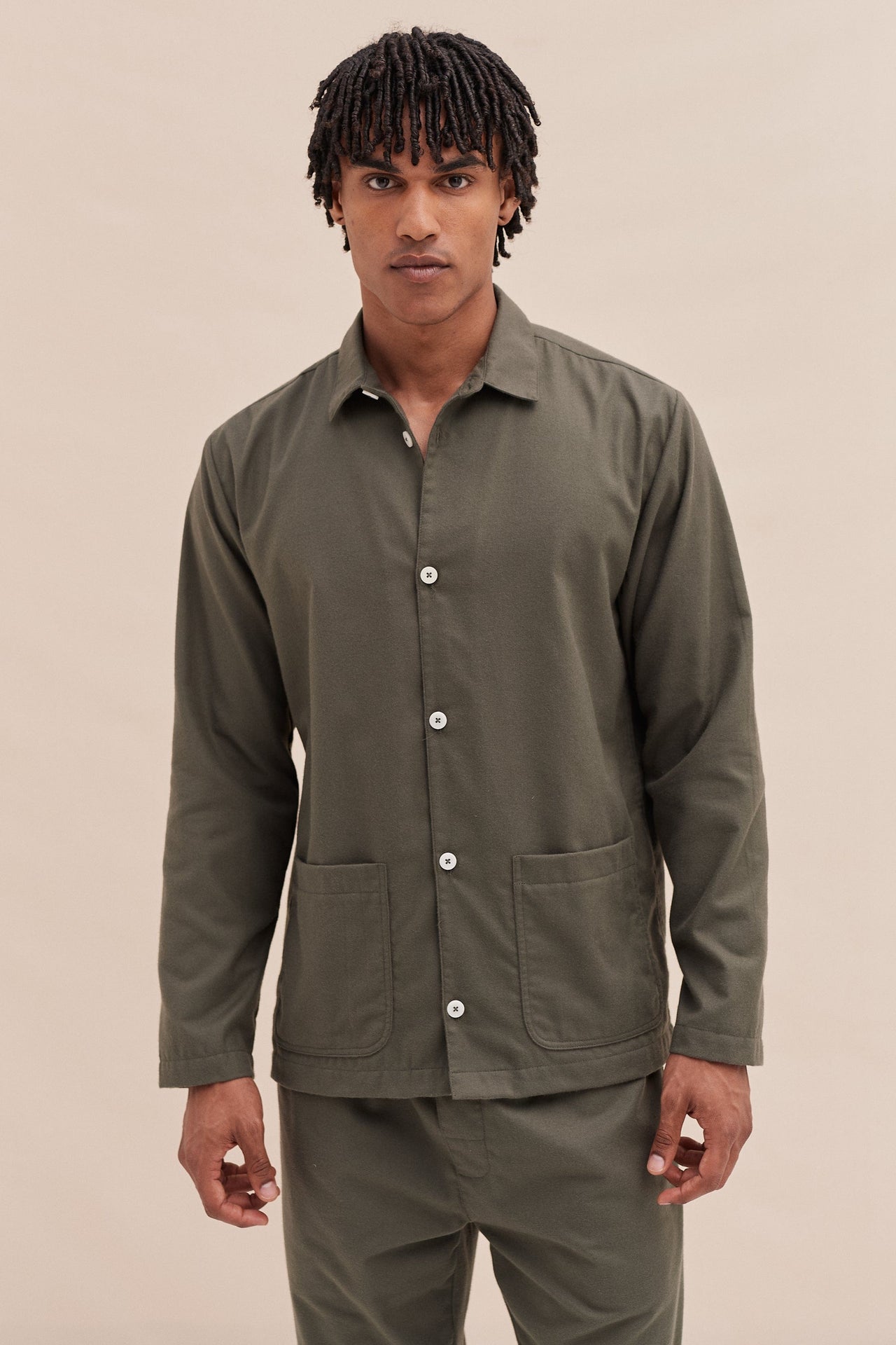 Mens Pocket Pyjama Set in Khaki