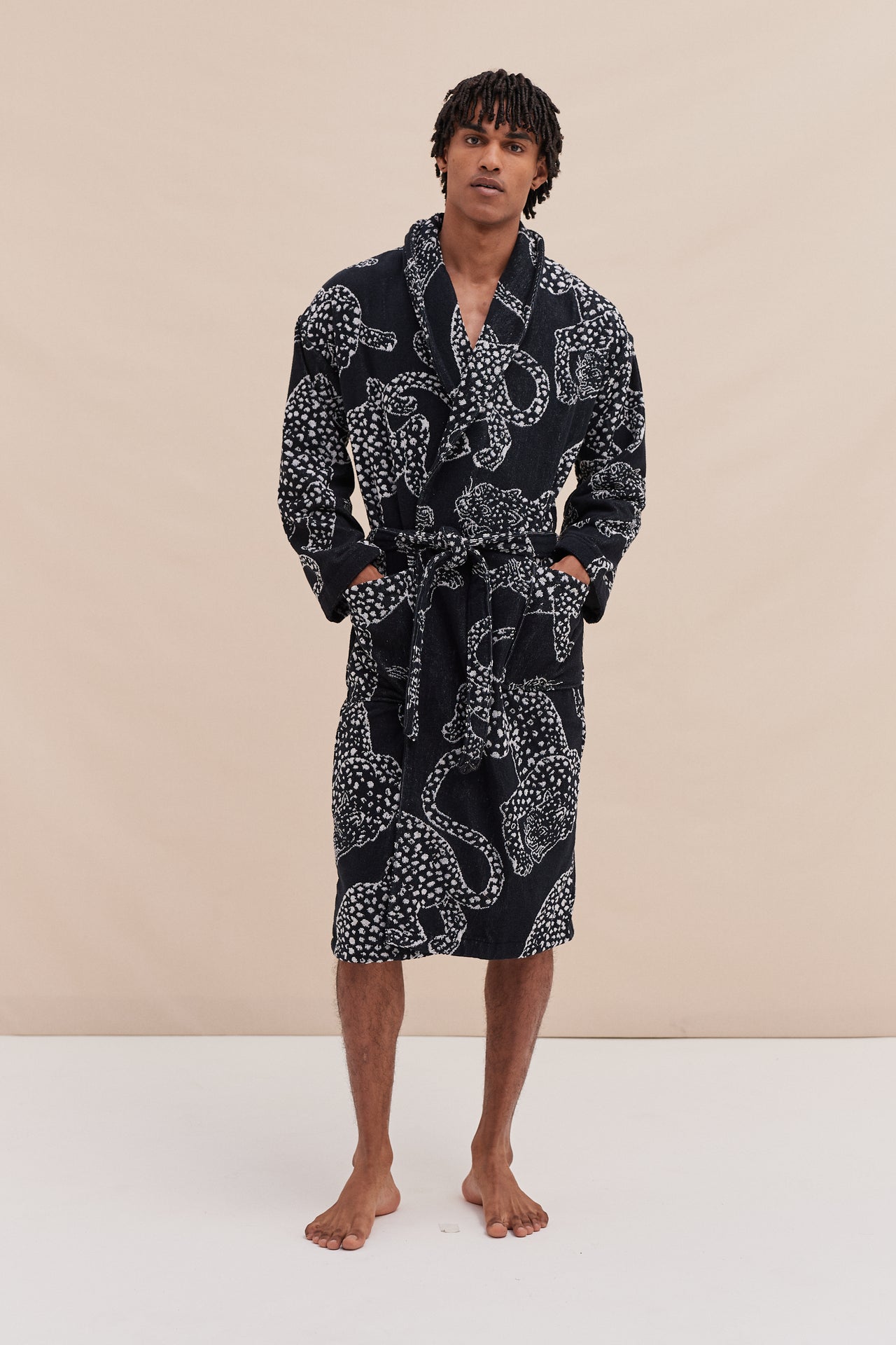 Unisex Towel Robe Jag Print Navy